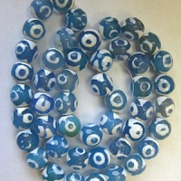 Бусины агат Дзи голубой (глаз) граненый 8мм (арт.2), нить