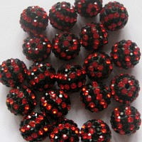 Бусины для браслетов Шамбала цвет черный с красным полоска 12мм